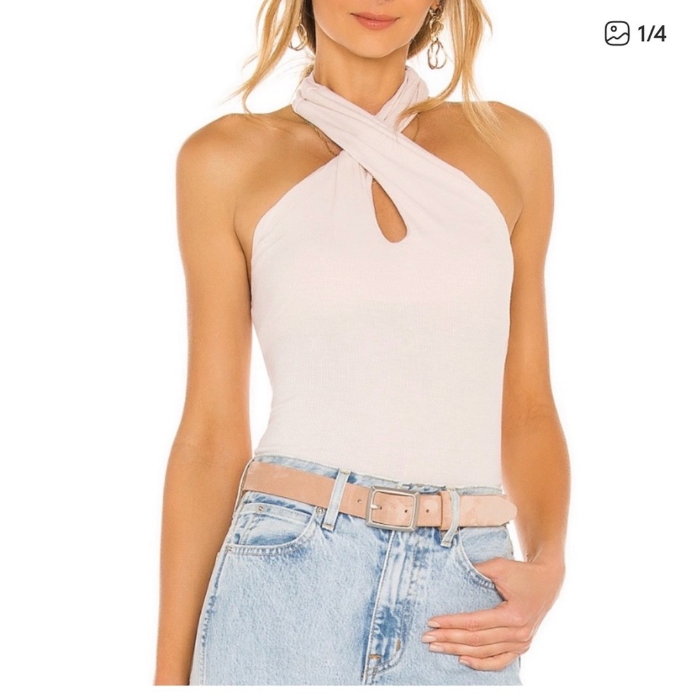 Enza Costa Halter Neck Tank - beige
